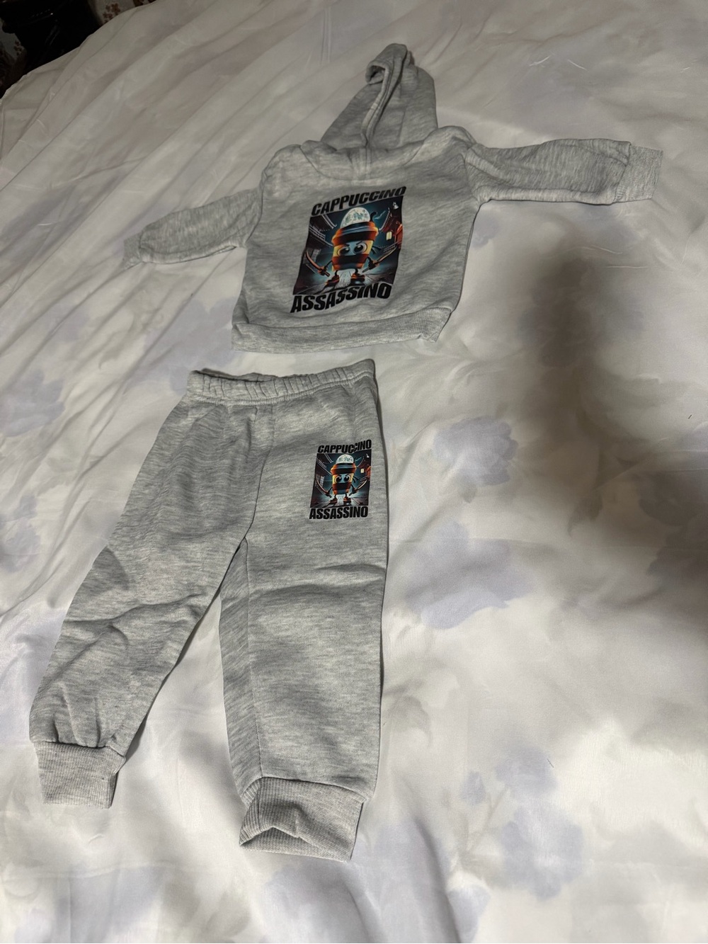 Kids Grey Cappuccino Assassino Graphic Joggers